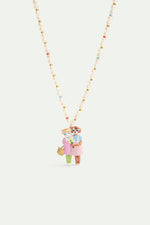 N2 Artificial Pearl, Cat and Dog Pendant Necklace