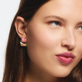 Flower Crown and Pink Bow Post Earrings