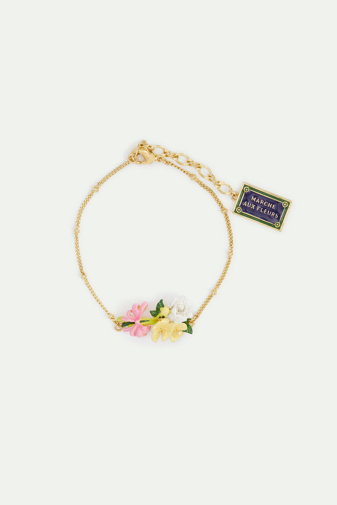 Flowers and Paris Street Sign Fine Bracelet