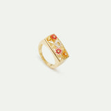 Gold-Plated Signet Ring with Zinnias