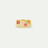 Gold-Plated Signet Ring with Zinnias
