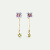 Gold Hydrangea Flowers Dangle Post Earrings