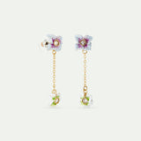 Gold Hydrangea Flowers Dangle Post Earrings