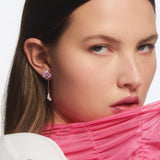 Gold Hydrangea Flowers Dangle Post Earrings