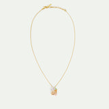 Lizard, Pink Cut Stone and Hydrangea Pendant Necklace