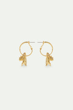 Les  Néréides Loves Animals - Cat and Crystal Golden Hoop Post Earrings