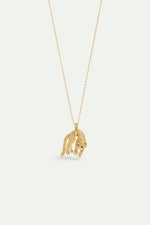 Les  Néréides Loves Animals - Golden Cat and Crystal Pendant Necklace