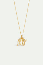 Les  Néréides Loves Animals - Golden Cat and Crystal Pendant Necklace