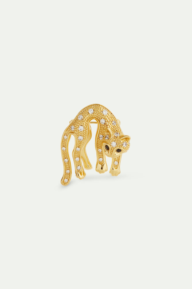 Les Néréides Loves Animals - Golden Cat and Crystal Brooch