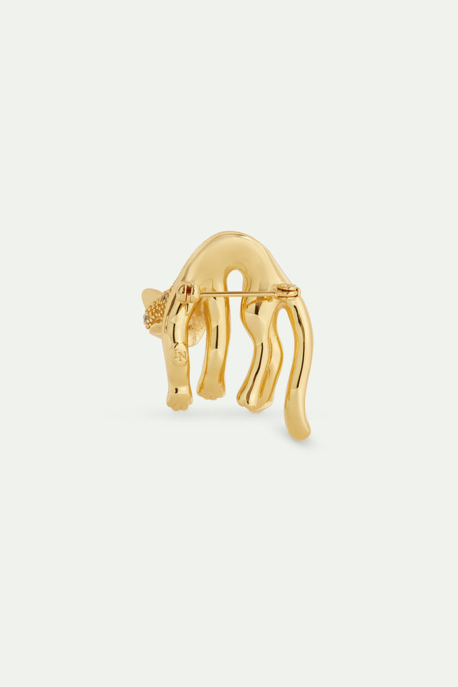 Les Néréides Loves Animals - Golden Cat and Crystal Brooch