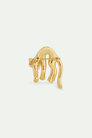 Les Néréides Loves Animals - Golden Cat and Crystal Brooch