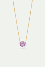 Fine Lavender Diamantine Round Stone Necklace with Daisies