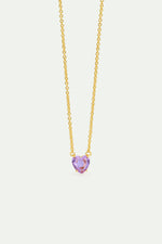 Fine Lavender Diamantine Heart-Shaped Stone Necklace