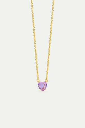 Fine Lavender Diamantine Heart-Shaped Stone Necklace