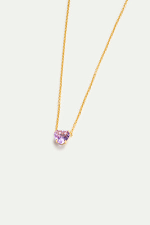 Fine Lavender Diamantine Heart-Shaped Stone Necklace