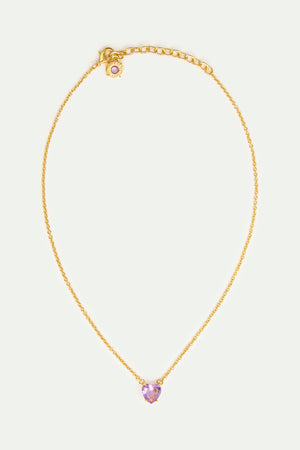 Fine Lavender Diamantine Heart-Shaped Stone Necklace