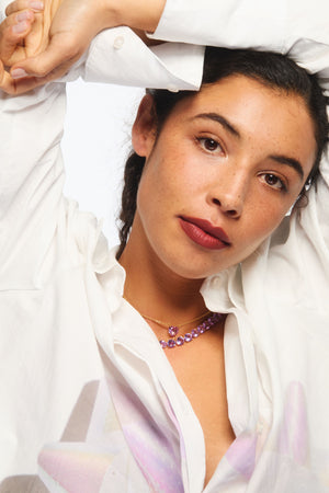 Fine Lavender Diamantine Heart-Shaped Stone Necklace