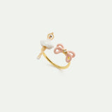 Mini Ballerina and Pink Bow Adjustable Ring