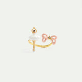 Mini Ballerina and Pink Bow Adjustable Ring
