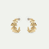 Golden Leaf Crown Hoop Earrings