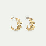 Golden Leaf Crown Hoop Earrings