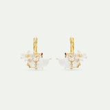 Ballerina and White Lily Faceted Stone Sleeper Earrings