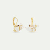 Ballerina and White Lily Faceted Stone Sleeper Earrings