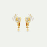 Round Faceted Stone Earrings and White Lily Clip-On Earrings