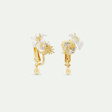 Round Faceted Stone Earrings and White Lily Clip-On Earrings
