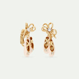 Pink Ballet Slippers and Gold Bow Clip-On Earrings