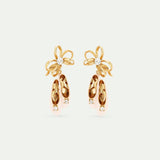 Pink Ballet Slippers and Gold Bow Post Earrings