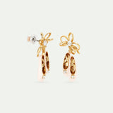 Pink Ballet Slippers and Gold Bow Post Earrings