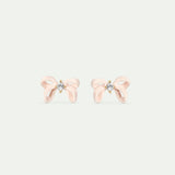 Pink Ribbon and Faceted Crystal Post Earrings