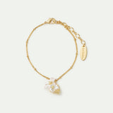 Lily Flower and Faceted Stone Pendant Bracelet