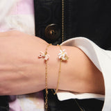 Lily Flower and Faceted Stone Pendant Bracelet