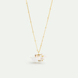 Ballerina, Lily Flower and Faceted Stone Pendant Necklace