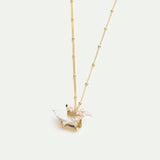 Ballerina, Lily Flower and Faceted Stone Pendant Necklace