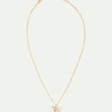 Ballerina, Lily Flower and Faceted Stone Pendant Necklace