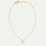Lily Flower and Faceted Stone Pendant Necklace