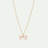 Pink Ribbon and Crystal Pendant Necklace