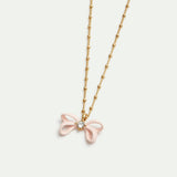 Pink Ribbon and Crystal Pendant Necklace