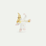 White Lily Flower and Crystal Brooch