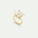 Ballerina, Lily Flower and Faceted Stone Ring