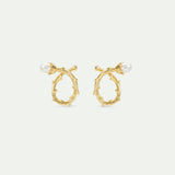 Twisted Post Golden Hoop Earrings
