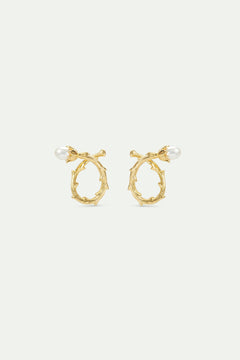 Twisted Post Golden Hoop Earrings