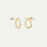 Twisted Post Golden Hoop Earrings