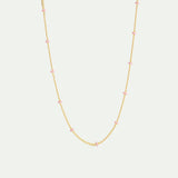 Enameled Golden Chain and Pink Beads