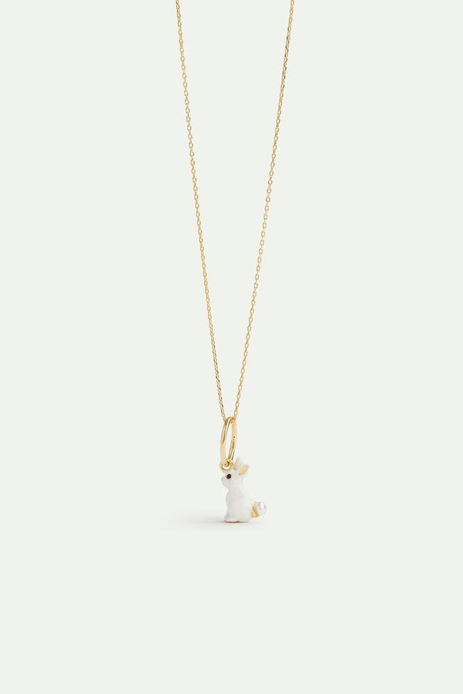 White Rabbit and Pearl Pendant - Clairvoyance and Comfort