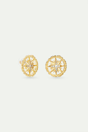 Golden Compass Rose Post Earrings