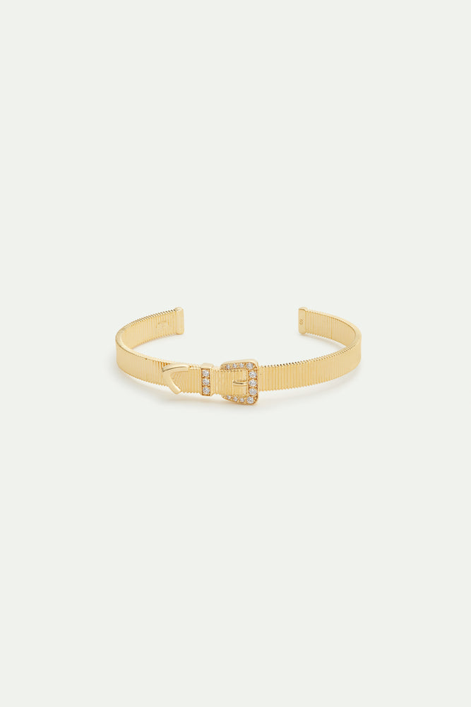 Gold-Plated Brass Knotted Belt Cuff Bracelet